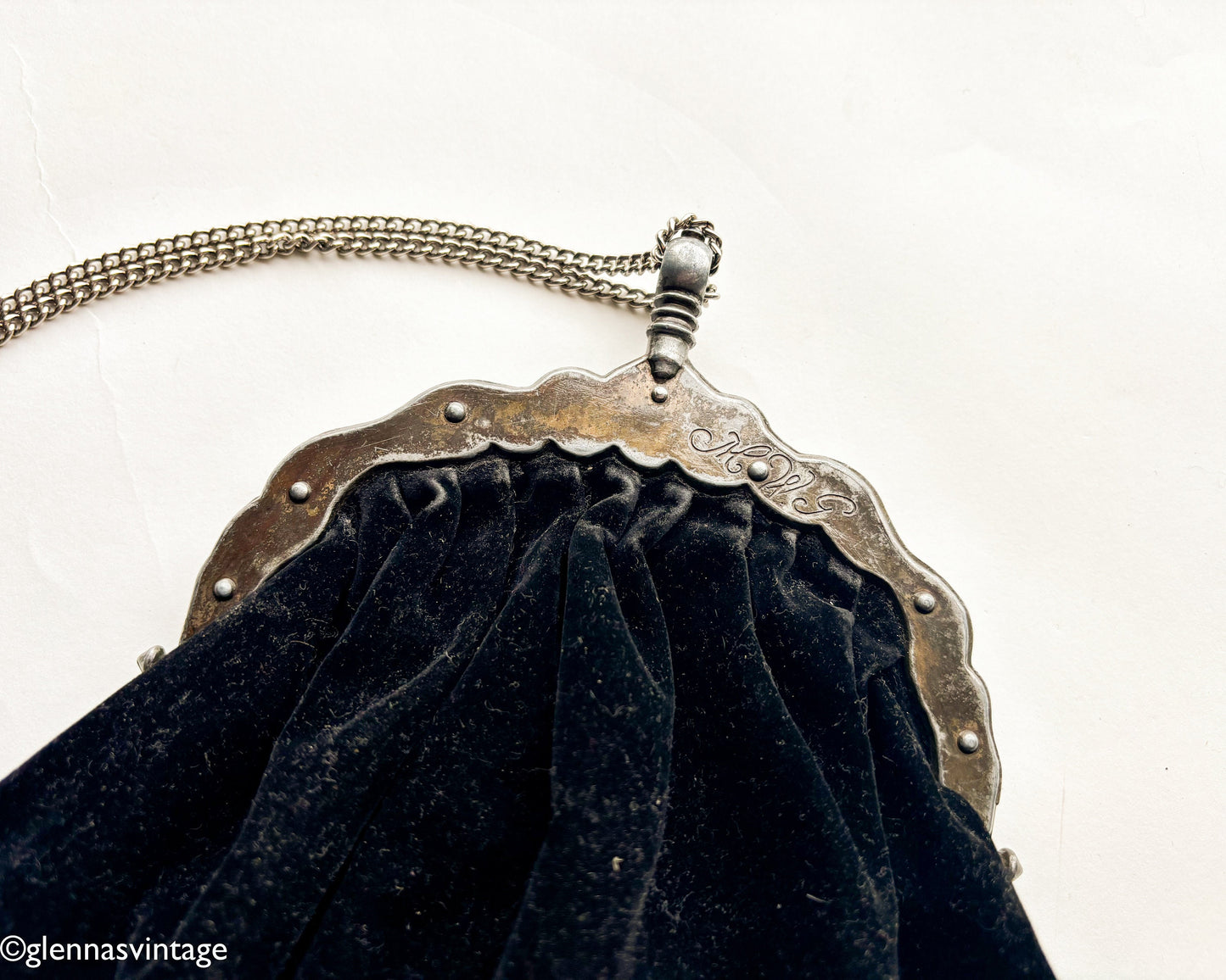 1940s Black Evening Bag | Black Cotton Velvet Handbag | MWG