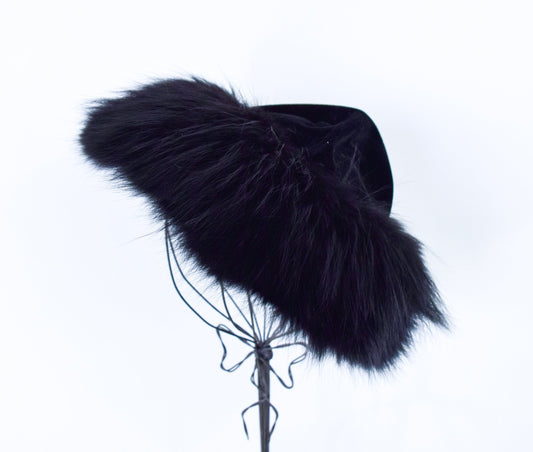 1940s Black Wool Velour Hat, Made in France