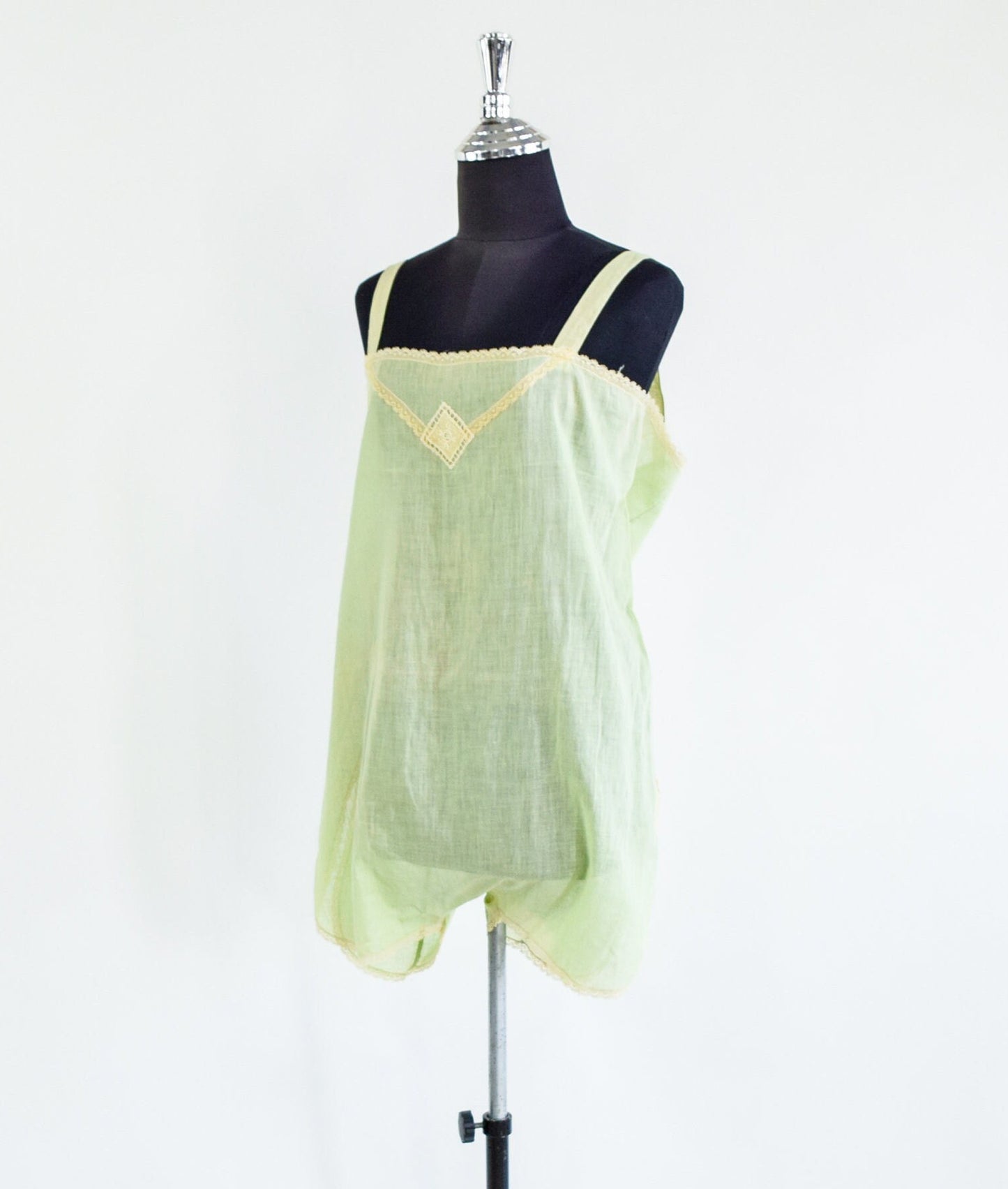 1920s Mint Green Cotton Romper Lingerie, Medium