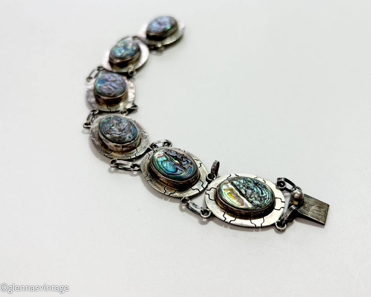 1950s Mexican Sterling Silver Abalone Bracelet