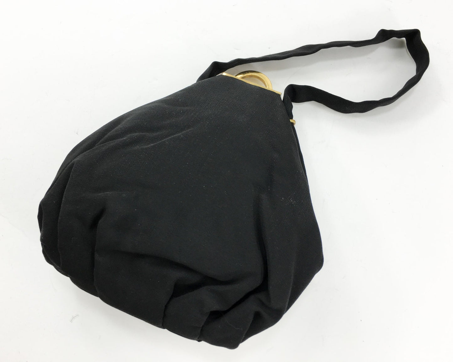 1940s Black Faille Handbag with Coin Purse & Mirror