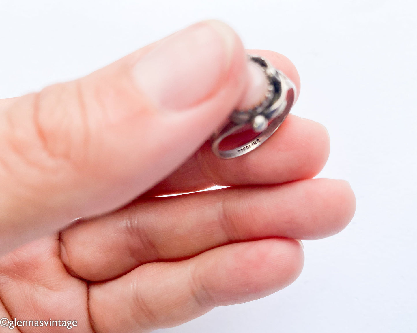 1960s Pink Silver Ring | Pink Shell Ring,  Size 6.5