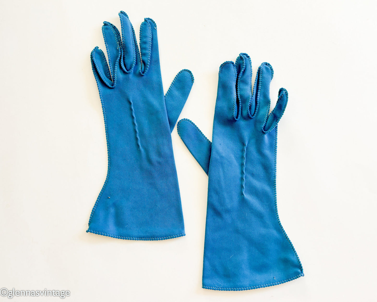 1950s Blue Aqua Gloves, Small