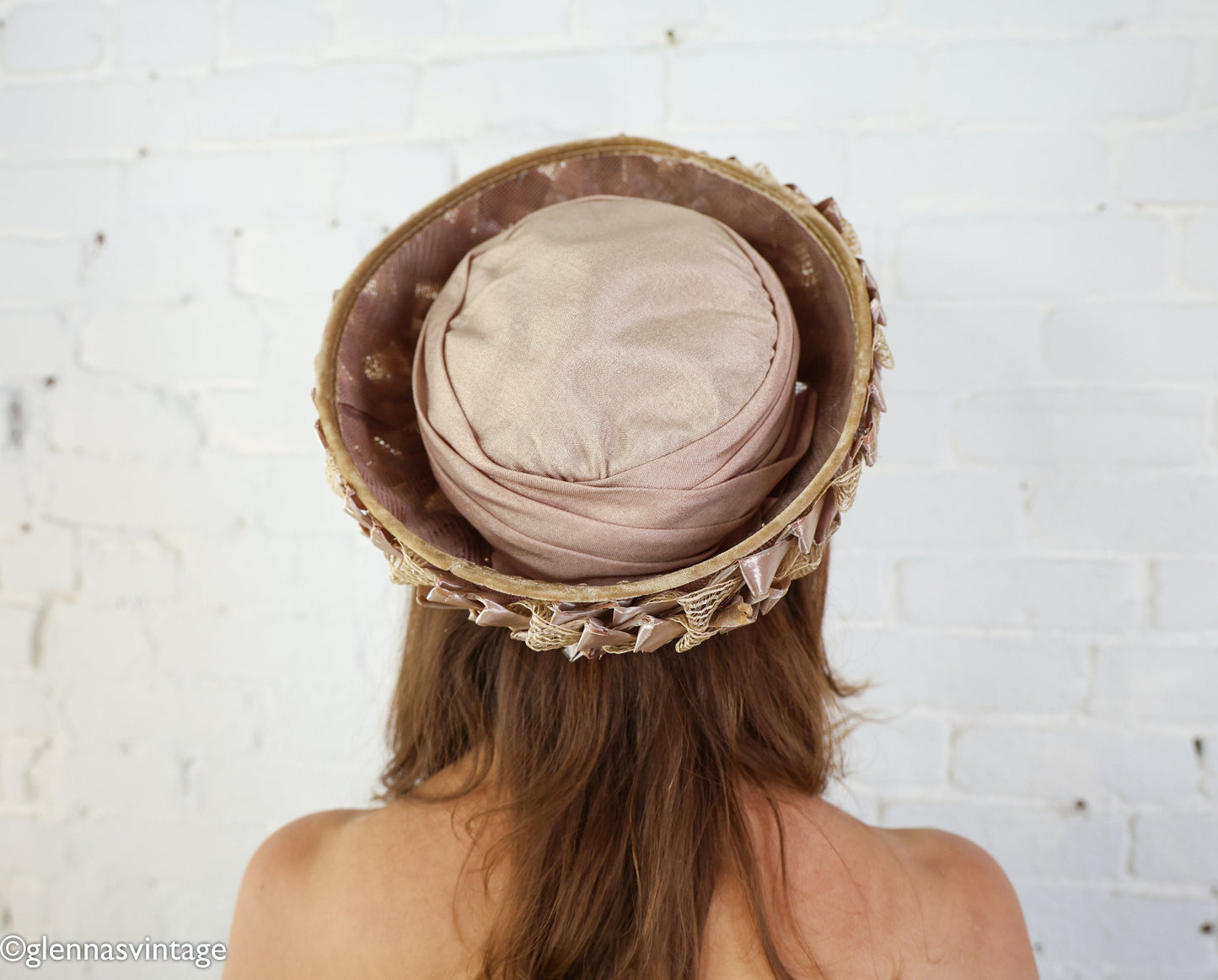 1960s Taupe Woven Saucer Hat