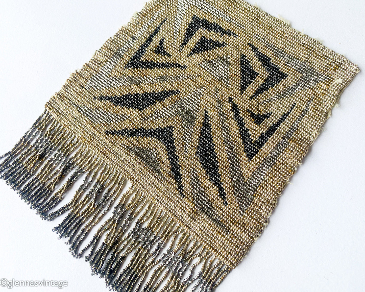 1900s Art Deco MicroBeaded Evening Bag | Unfinished Beaded Fringe Purse