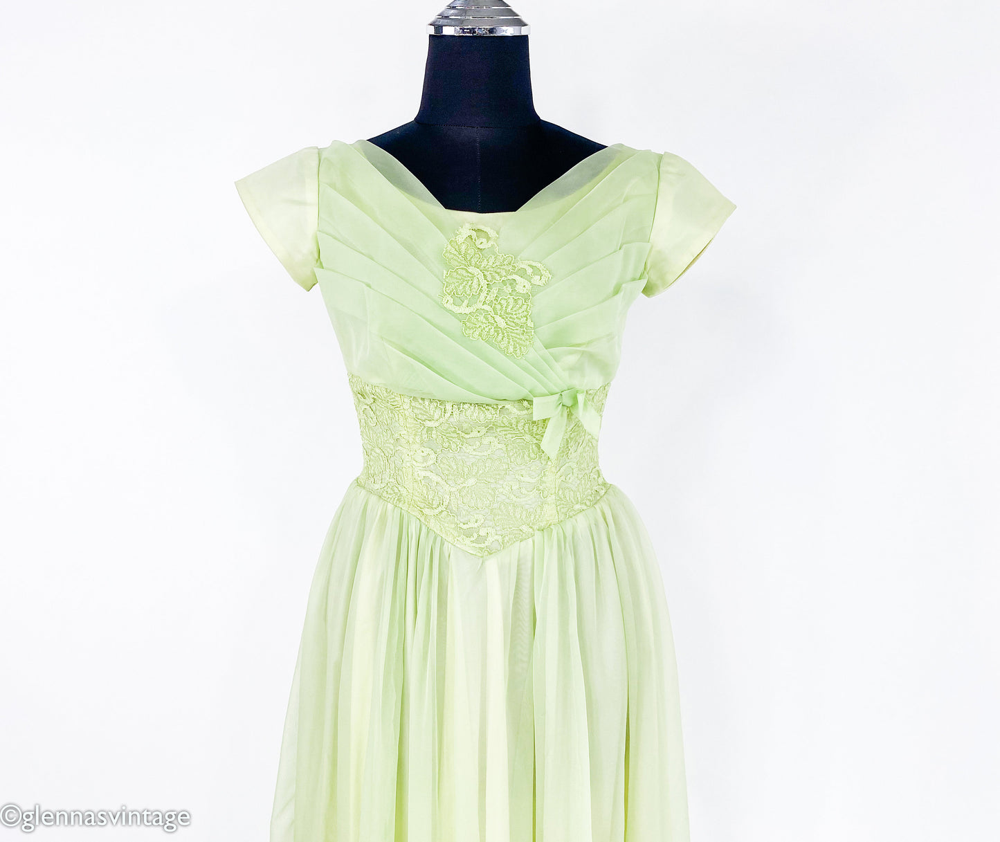 1950s Lime Green Evening Dress, Small