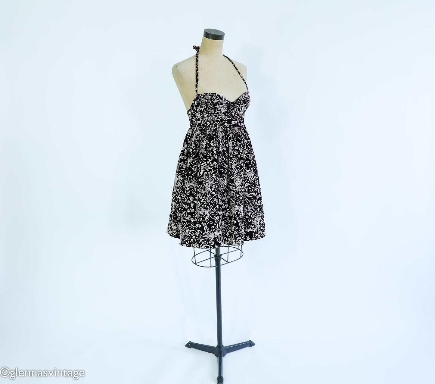 1990s Black Print Mini Dress | Betsey Johnson, Small