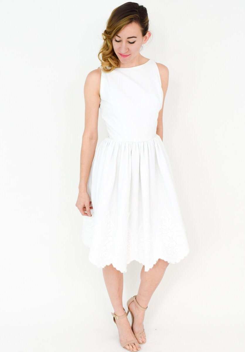 1950s White Cotton Eyelet Dress by Jonathan Logan, Small