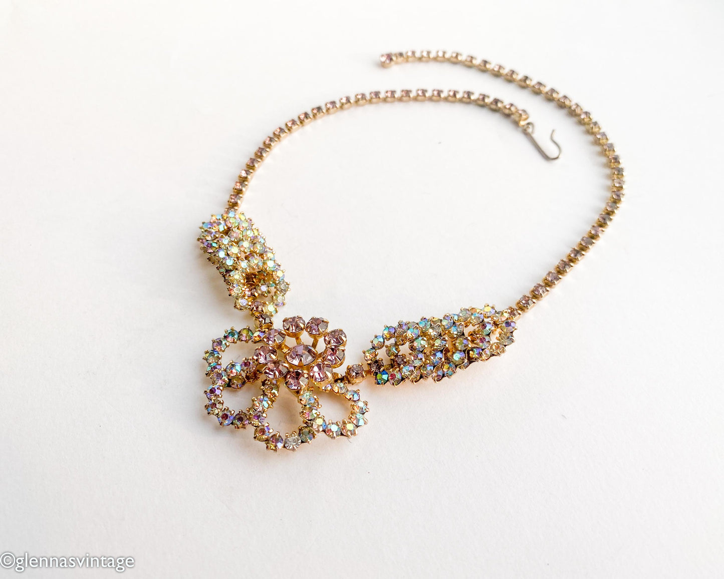 1950s Rhinestone Evening Necklace l 50s Rhinestone Choker