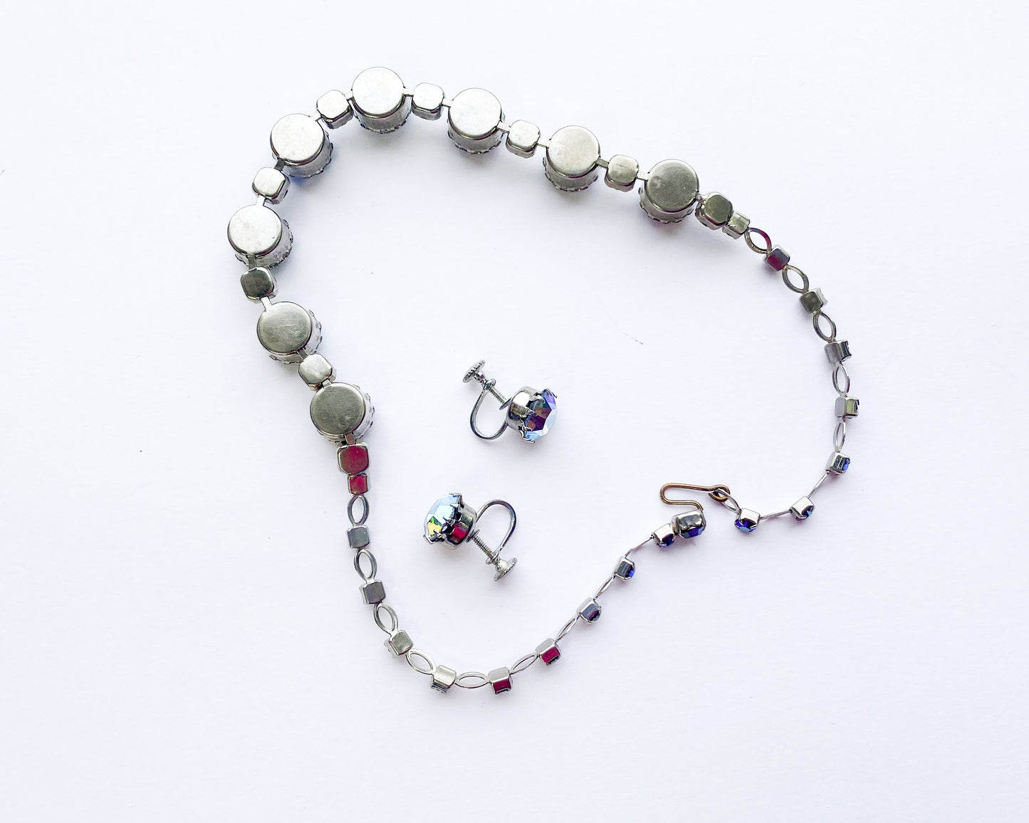 1950s AB Rhinestone Necklace & Earrings Set