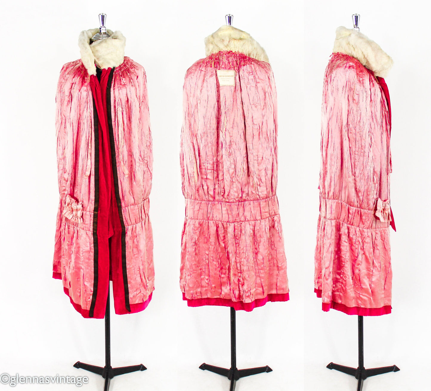 1900s Fuchsia Silk Velvet Cape, Antique Turn of the Century Evening Coat