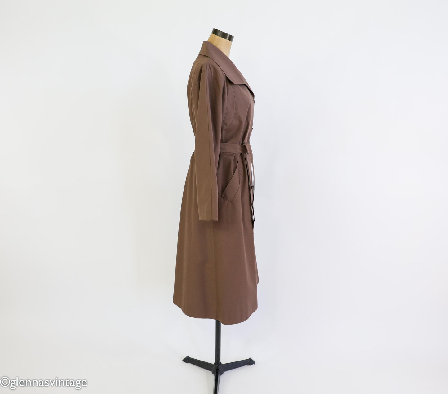 1970s Brown Trench Coat Raincoat, 44" Bust