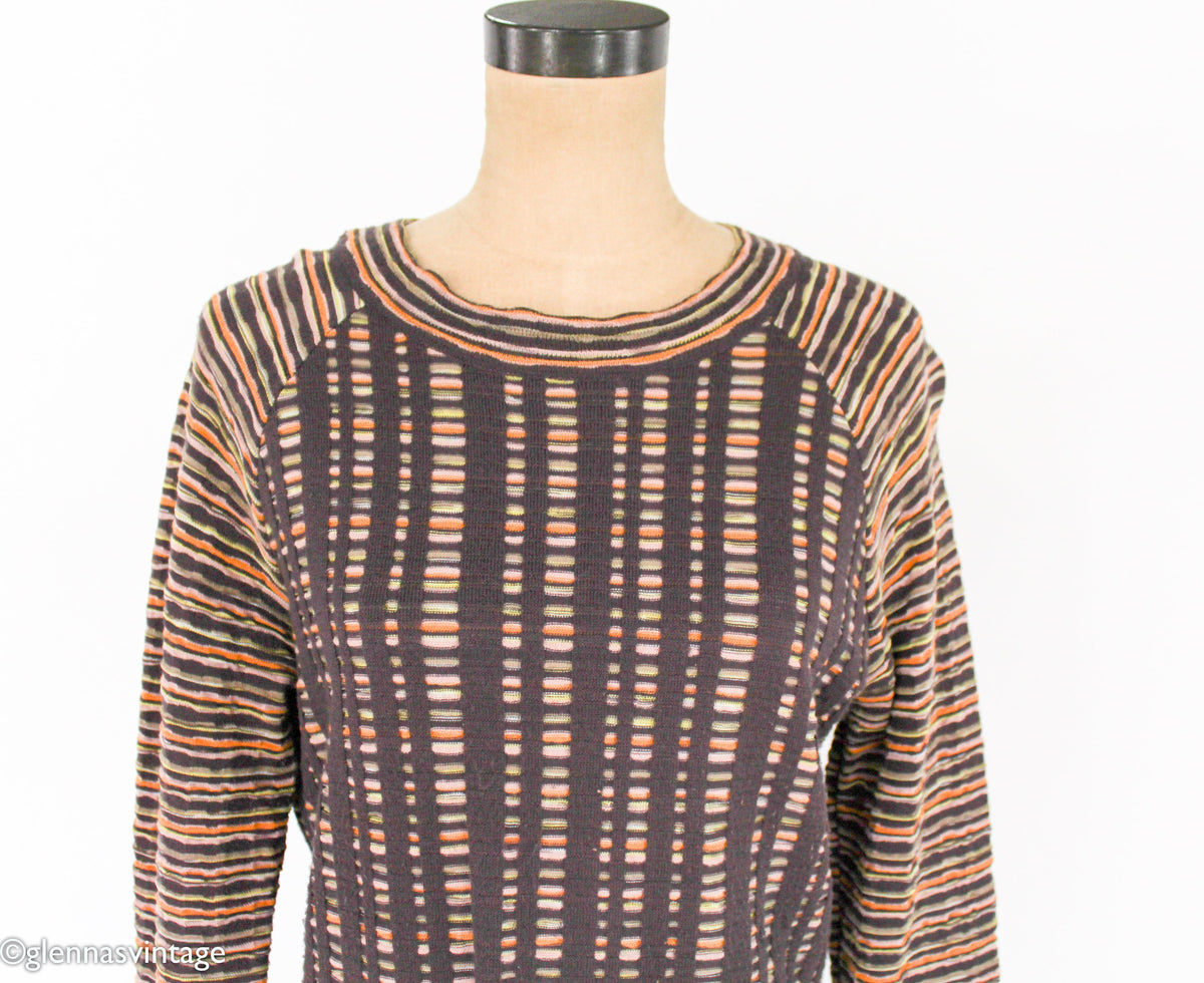 1990s Missoni Brown Knit Stripe Sweater |, Large