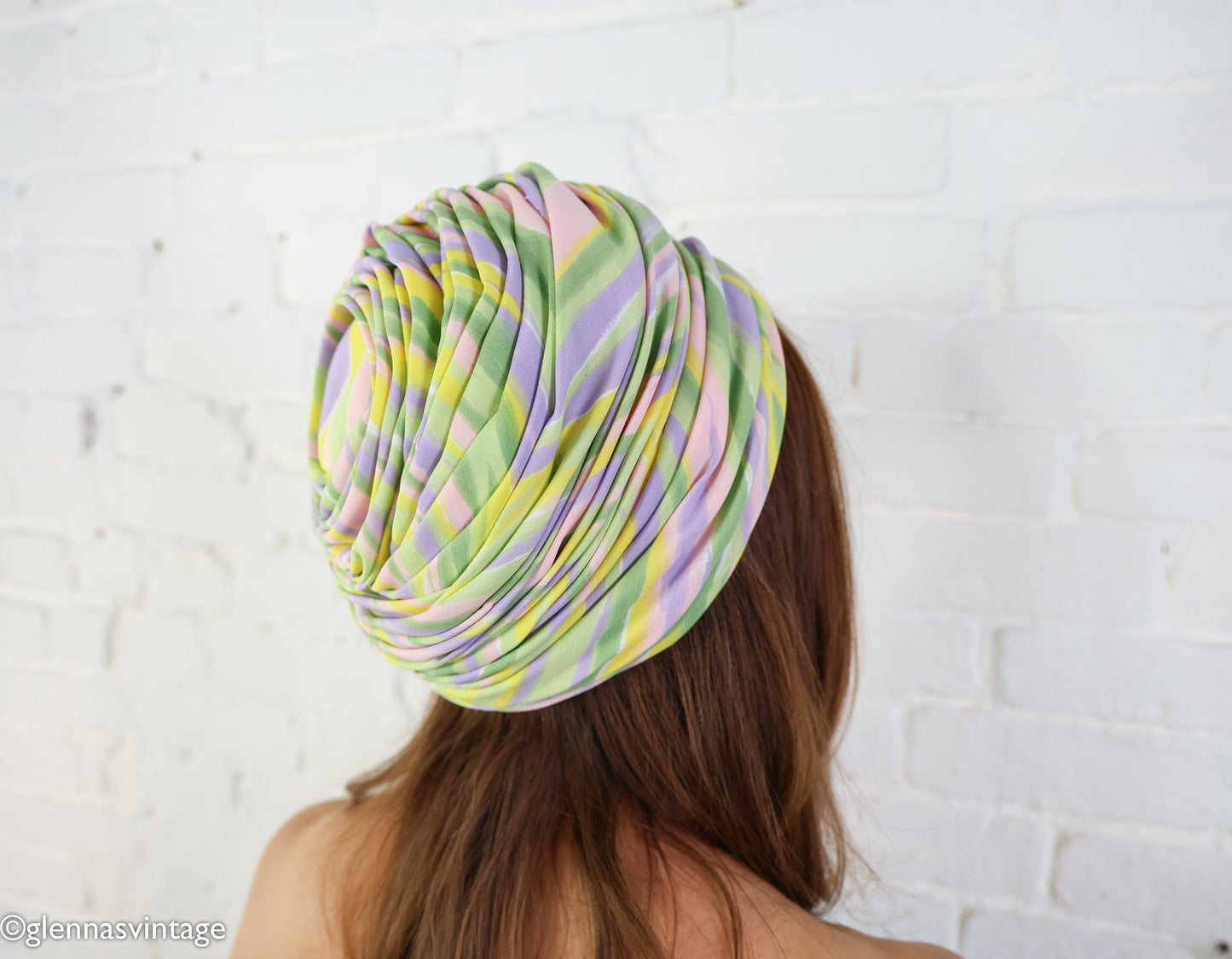 1960s Pastel Striped Turban Hat