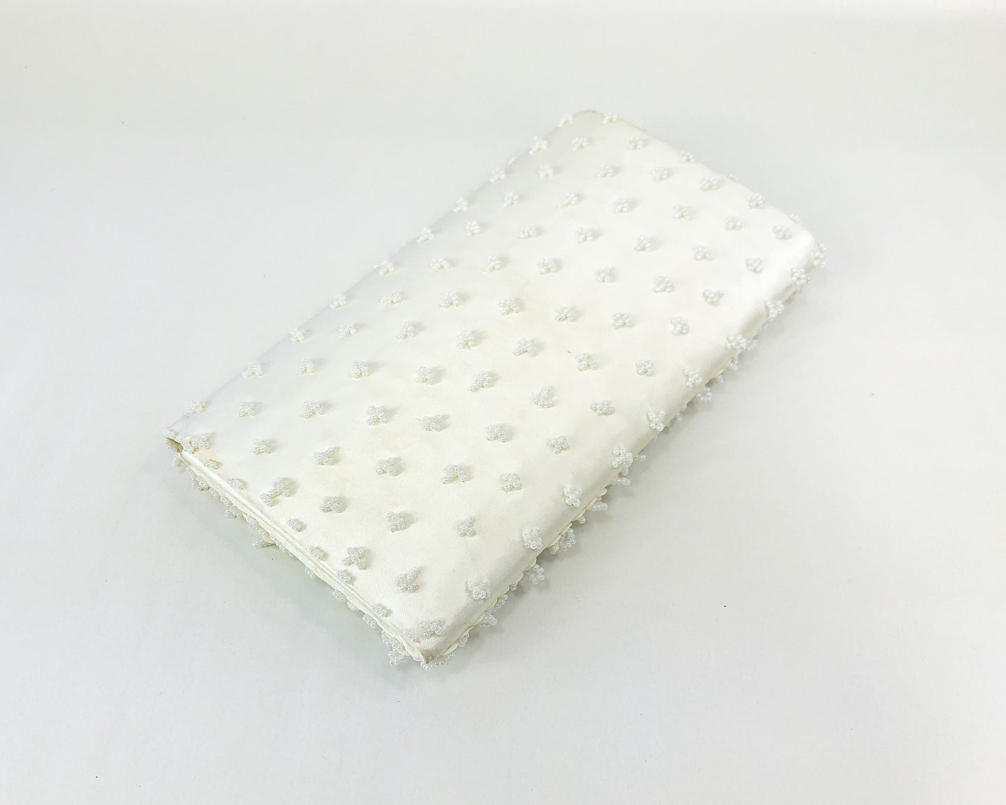 1950s White Evening Bag | White Beaded Clutch