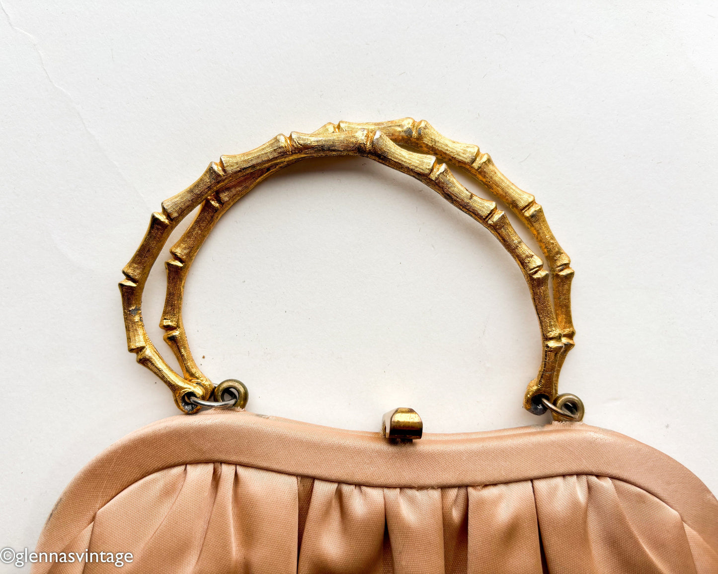 1950s Beige Satin Evening Bag | 50s Beige Silk Satin Evening Handbag | After Five