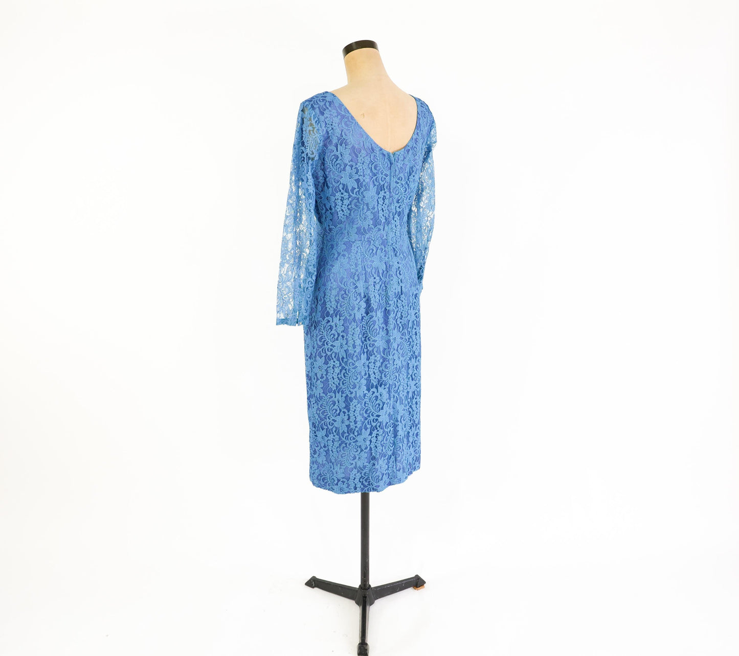 1950s Blue Lace Cocktail Dress, Medium