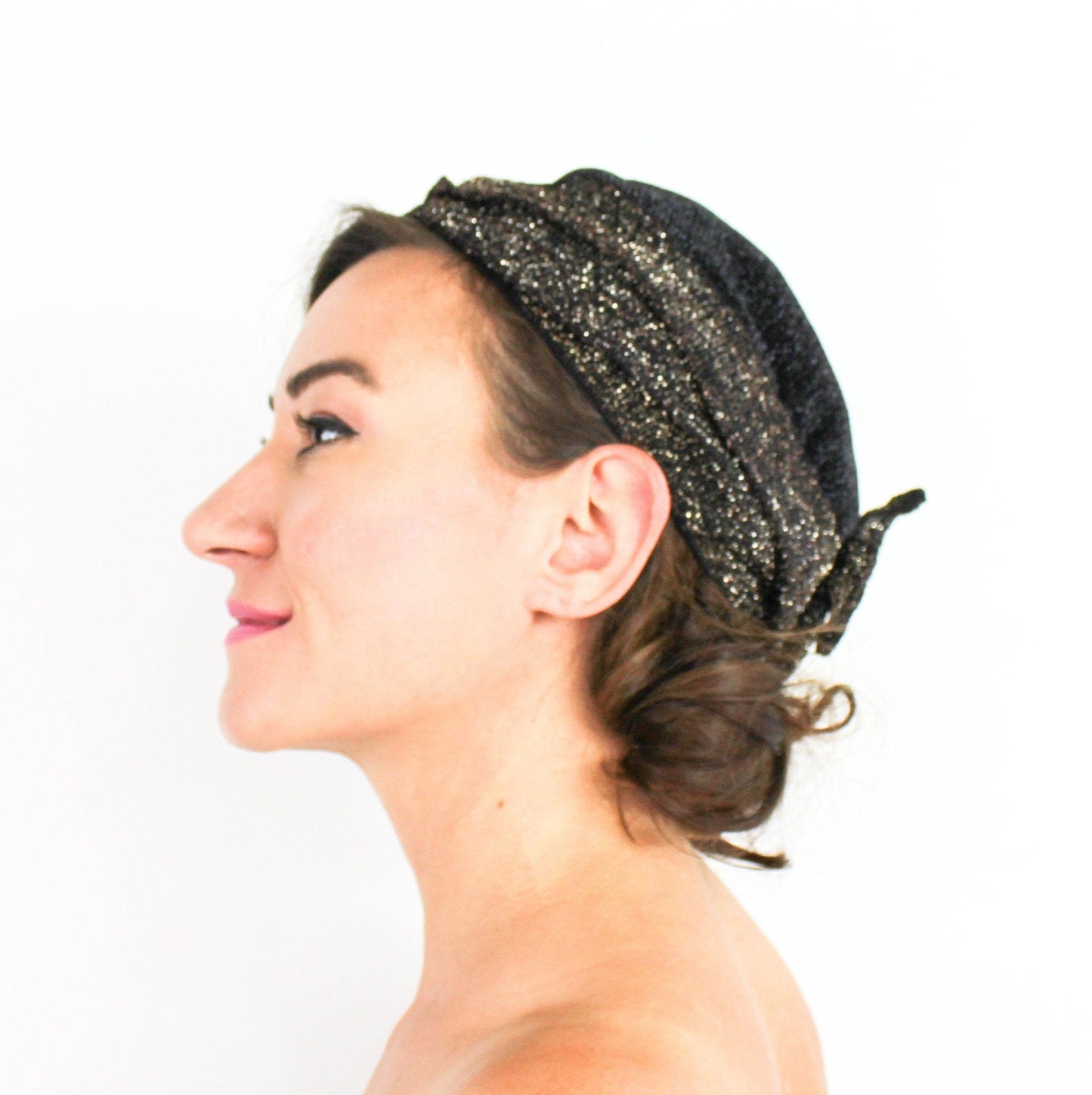 1920s Black Lamé Flapper Hat
