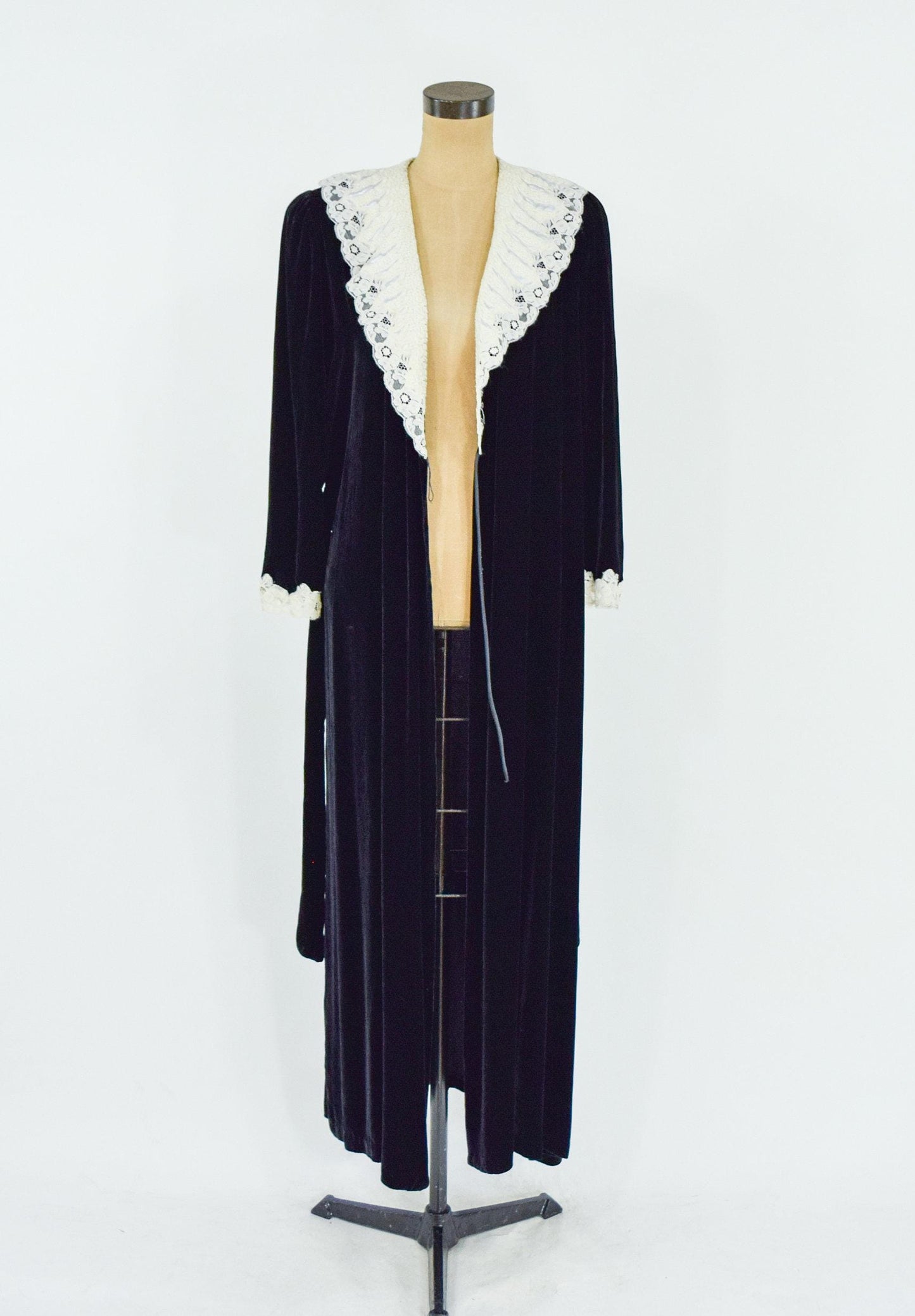 Christian Dior  1980s Black Velvet Dressing Gown, Medium