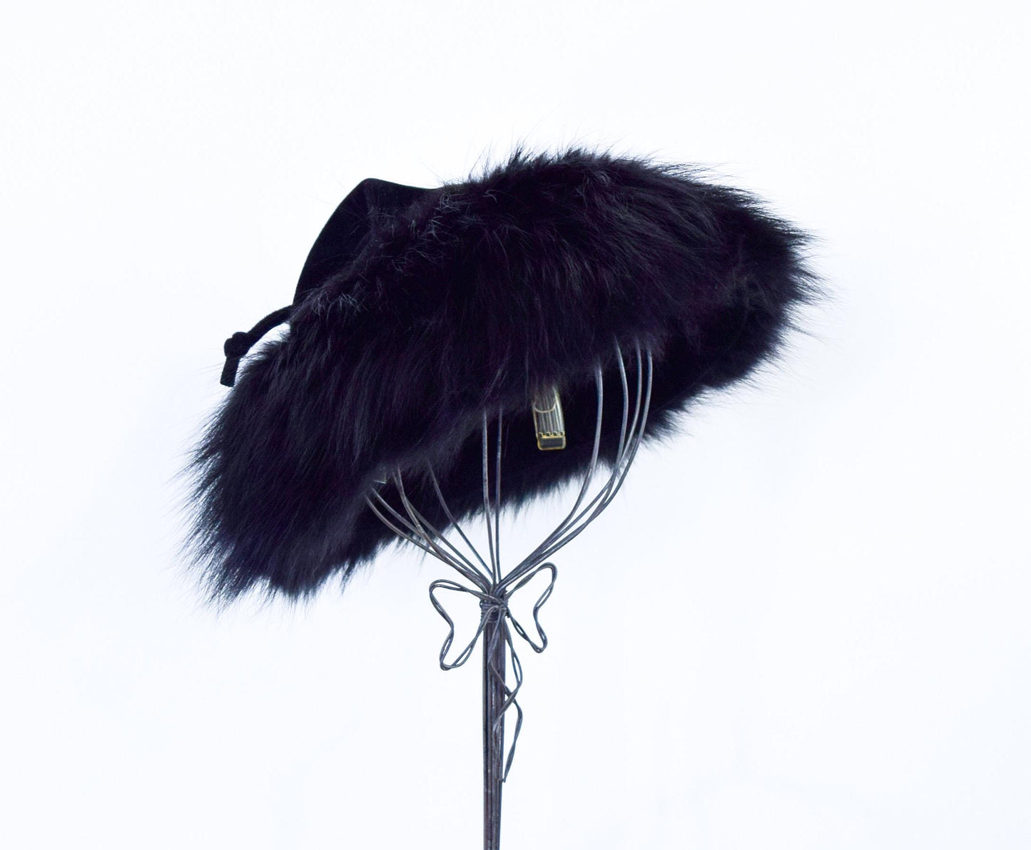 1940s Black Wool Velour Hat, Made in France