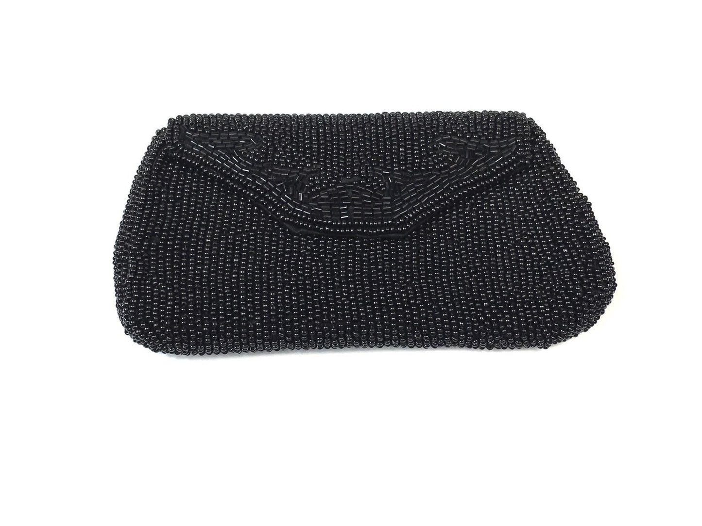 1950s Black Beaded Evening Clutch | Vintage Formal Bag