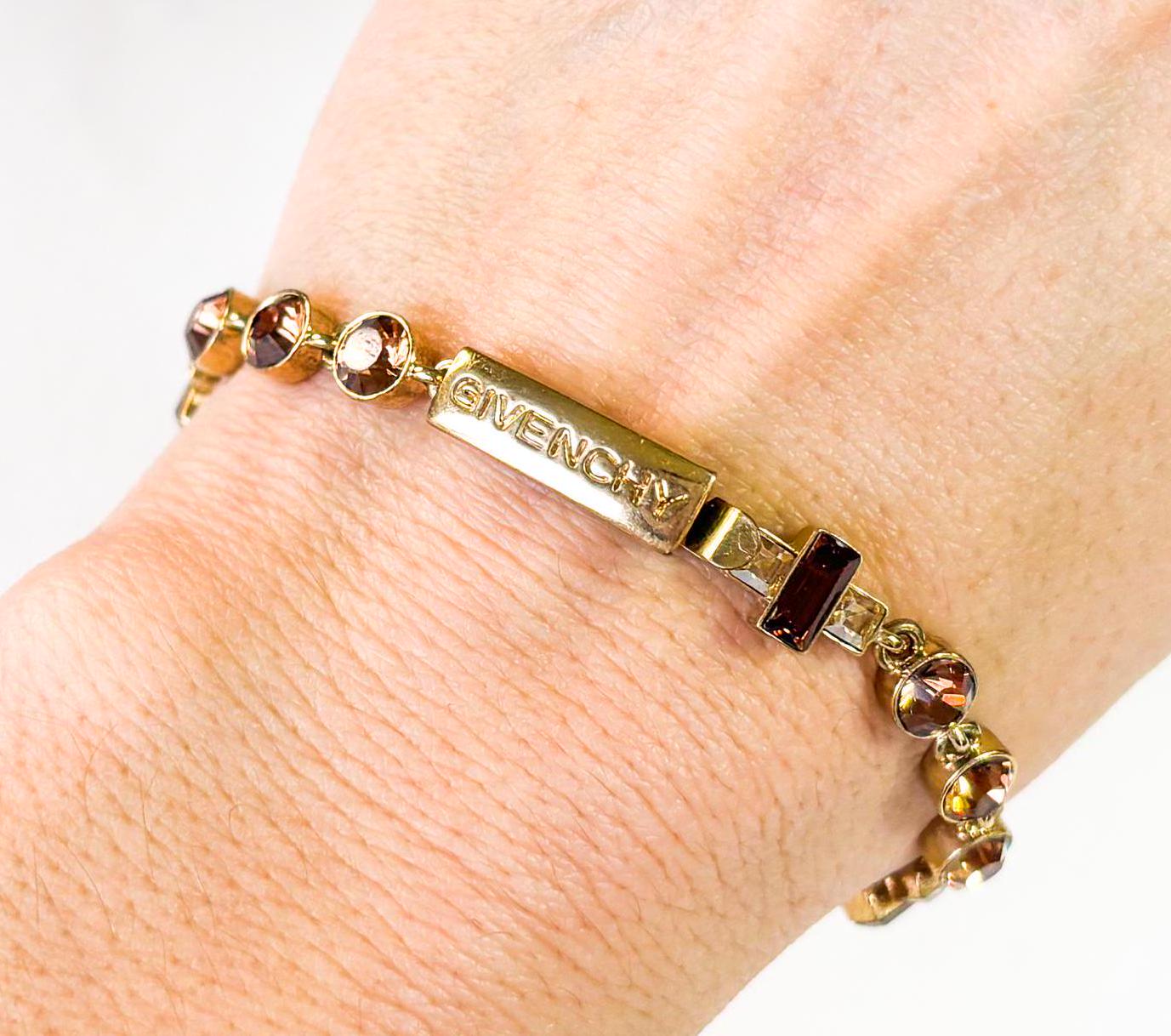 1990s Givenchy Gold & Root Beer Rhinestone Bracelet