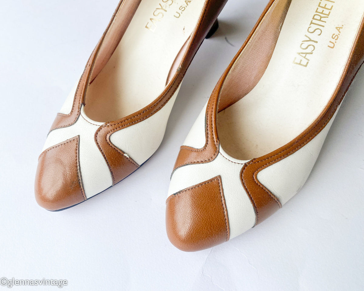 1960s Brown & White Pumps | Brown White Heels, US 6.5W