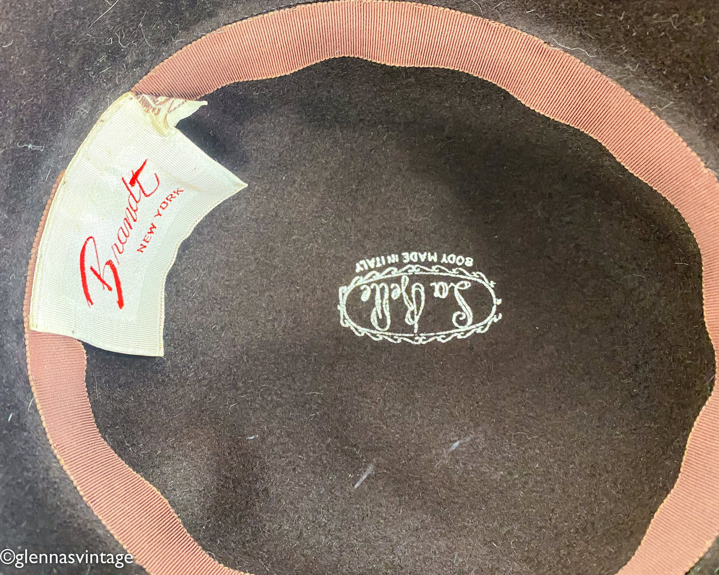 1950s Brown Wool Velour Saucer Hat
