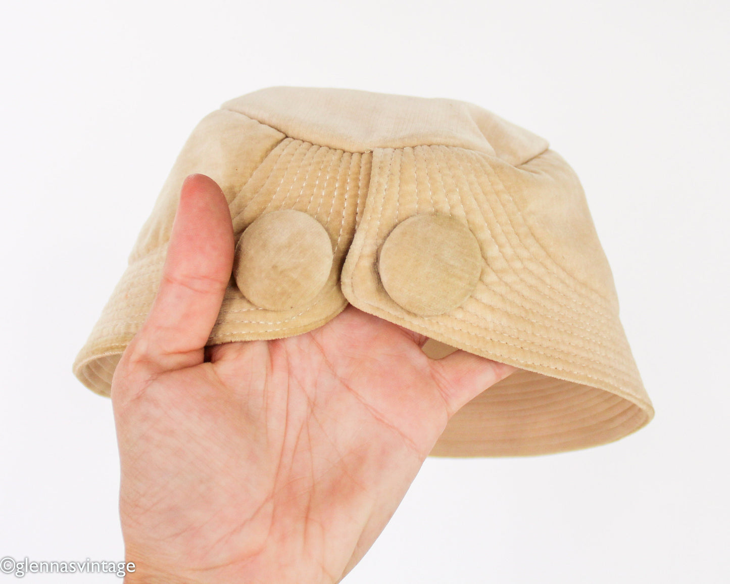 1940s Beige Velvet Hat Cap