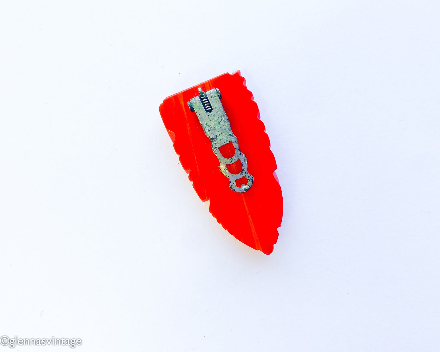 Vintage 1940s Red Carved Bakelite Dress Clip | Leaf Brooch