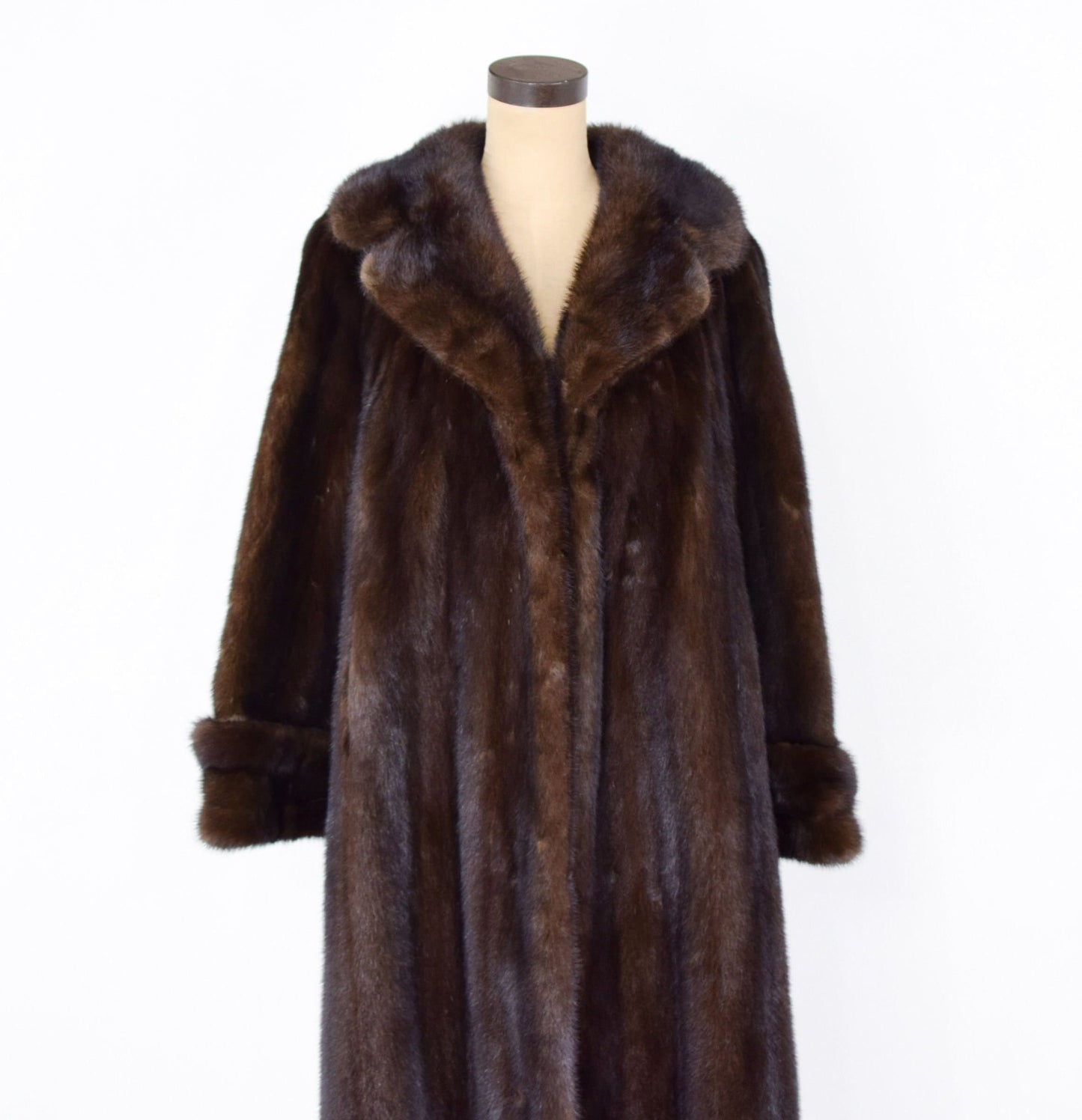 1950s Brown Mink Coat | 50s Dark Brown Mink Coat | Full Length Mink Coat | John Bros. N.Y. | Large