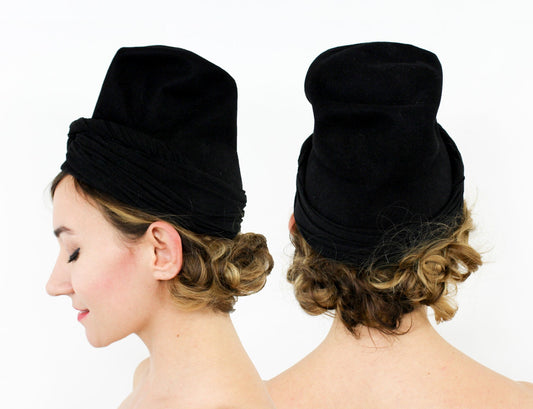 1940s Black Wool Felt Hat