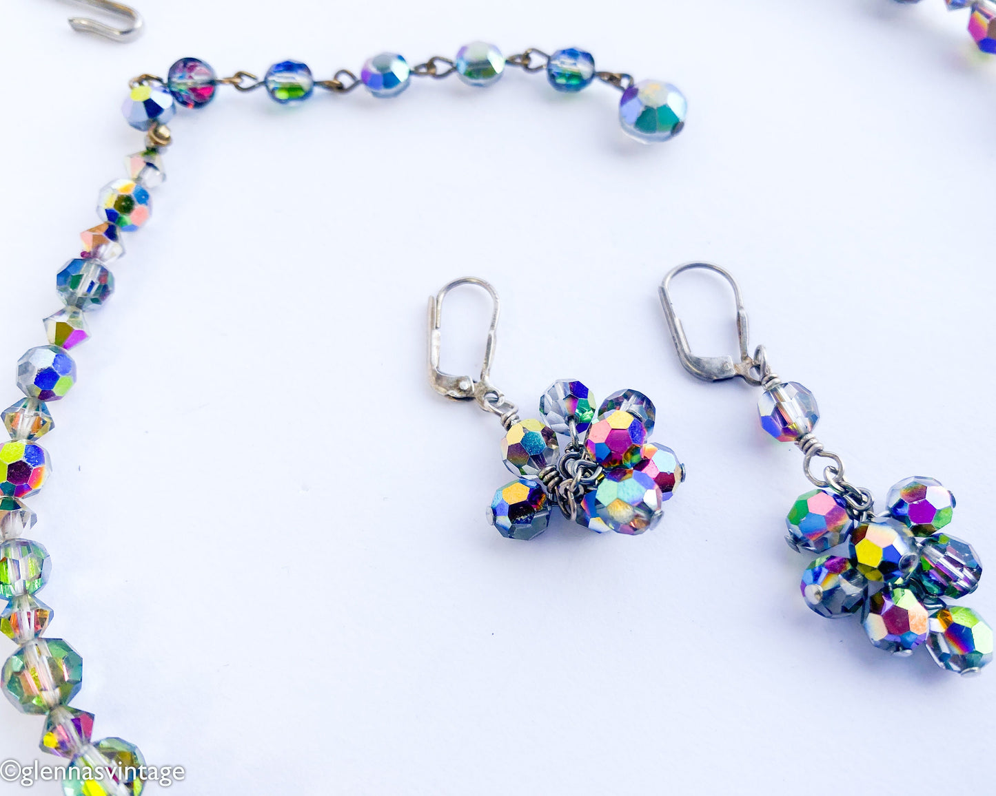 1960s Aurora Borealis Crystal Beaded Necklace Set