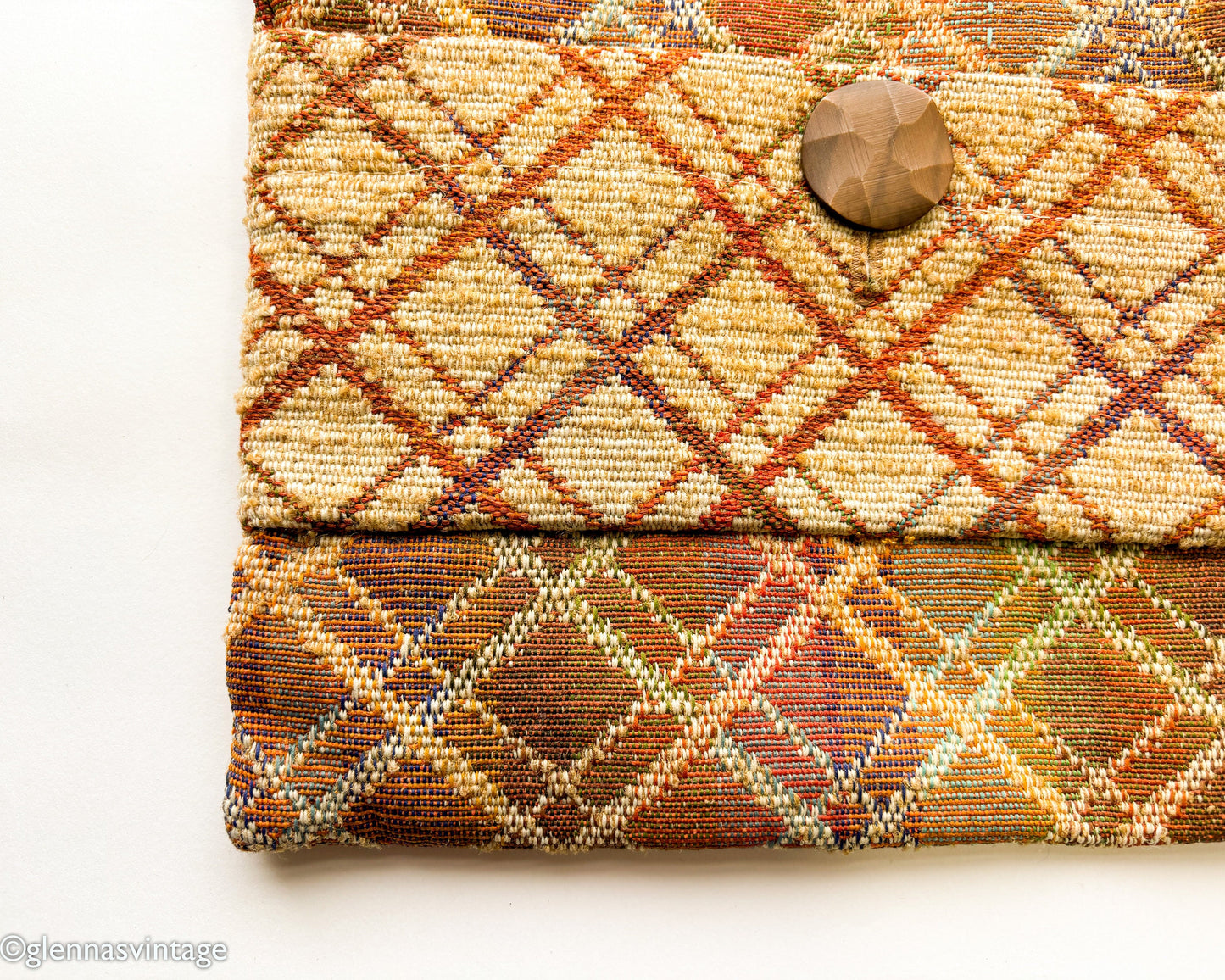 1980s Brown Upholstery Purse Bag | 80s Brown Plaid Upholstery Purse | Tapestry Bag