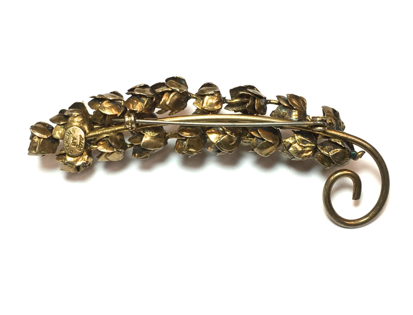 Coro | 1940s Gold Flower Spray  Brooch | 40s Pearl Flower Sterling Brooch | Coro