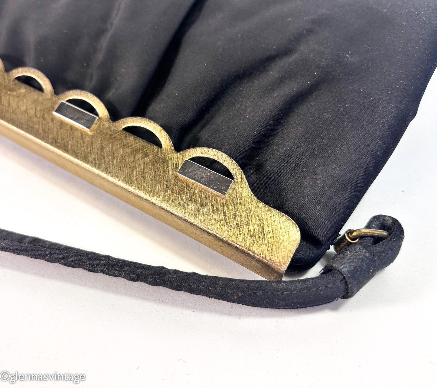 1950s Black Satin Evening Bag