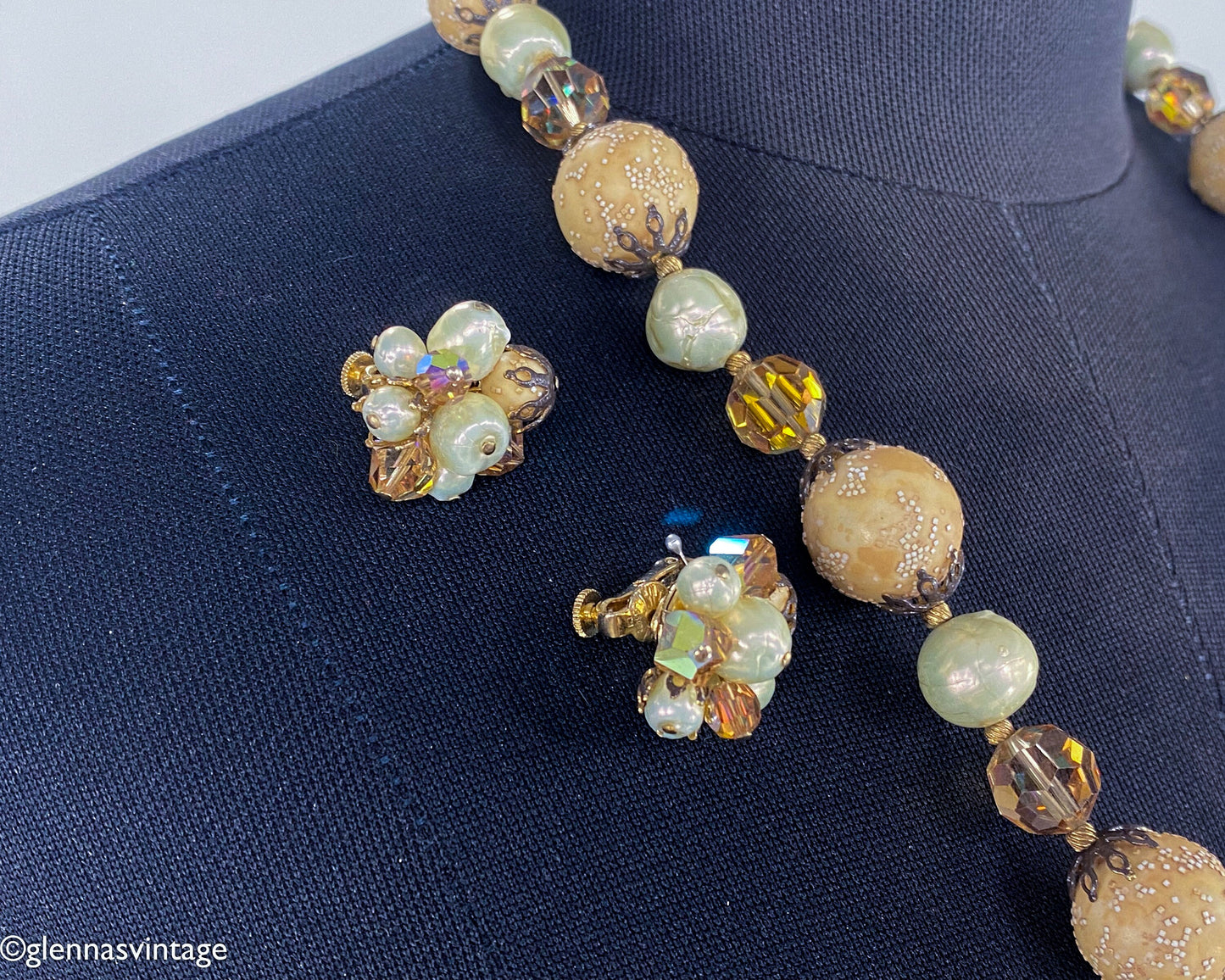 1950s Bead & Crystal Necklace Set, Vendomé Jewelry Set