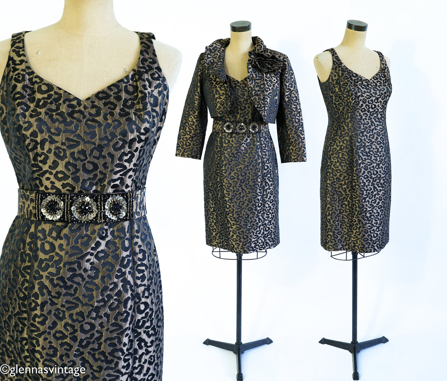 1990s Leopard Dress & Jacket Set, Medium