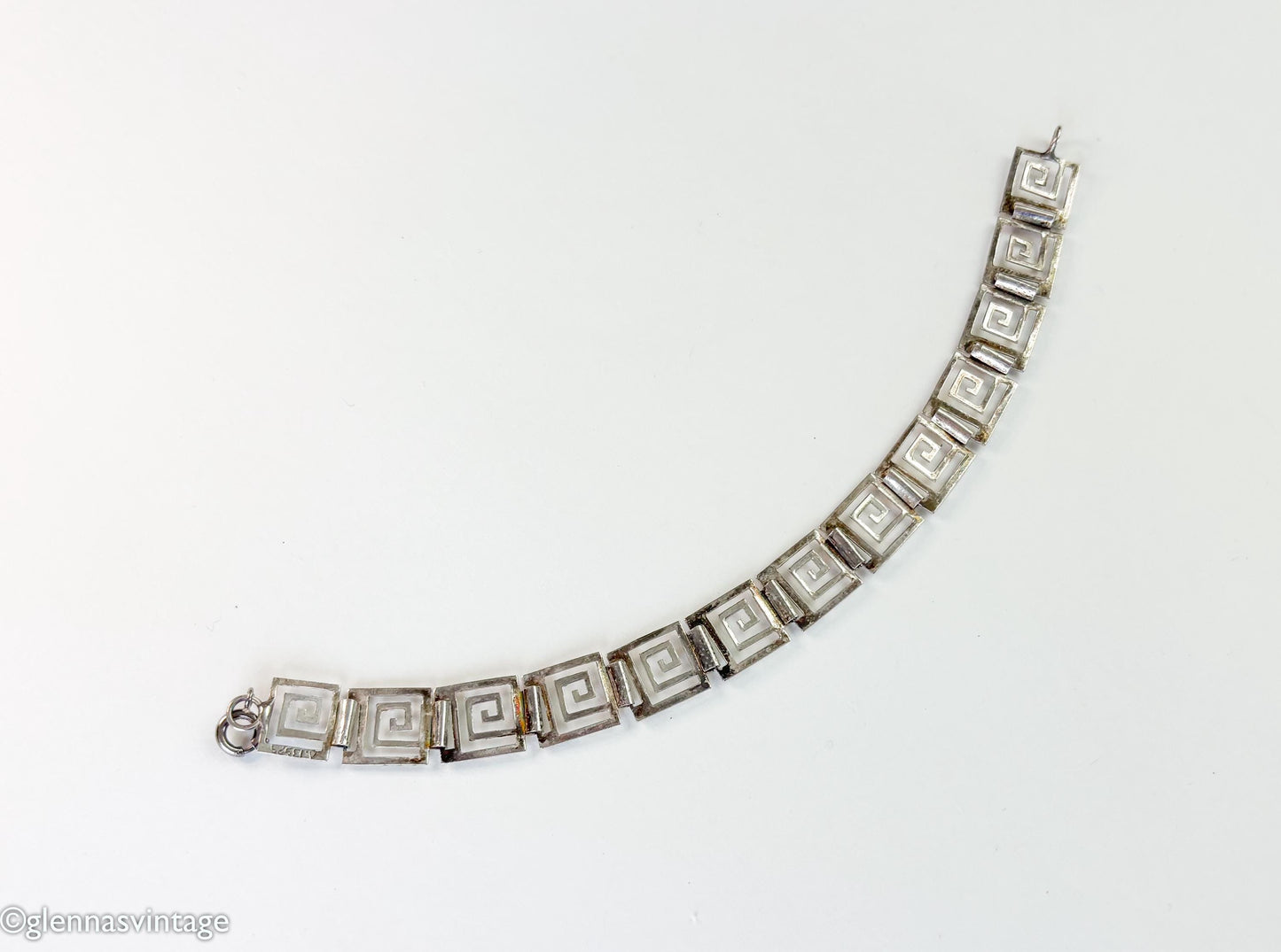 Sterling Silver Greek Key Bracelet, Meander Pattern Bracelet 7 Inch