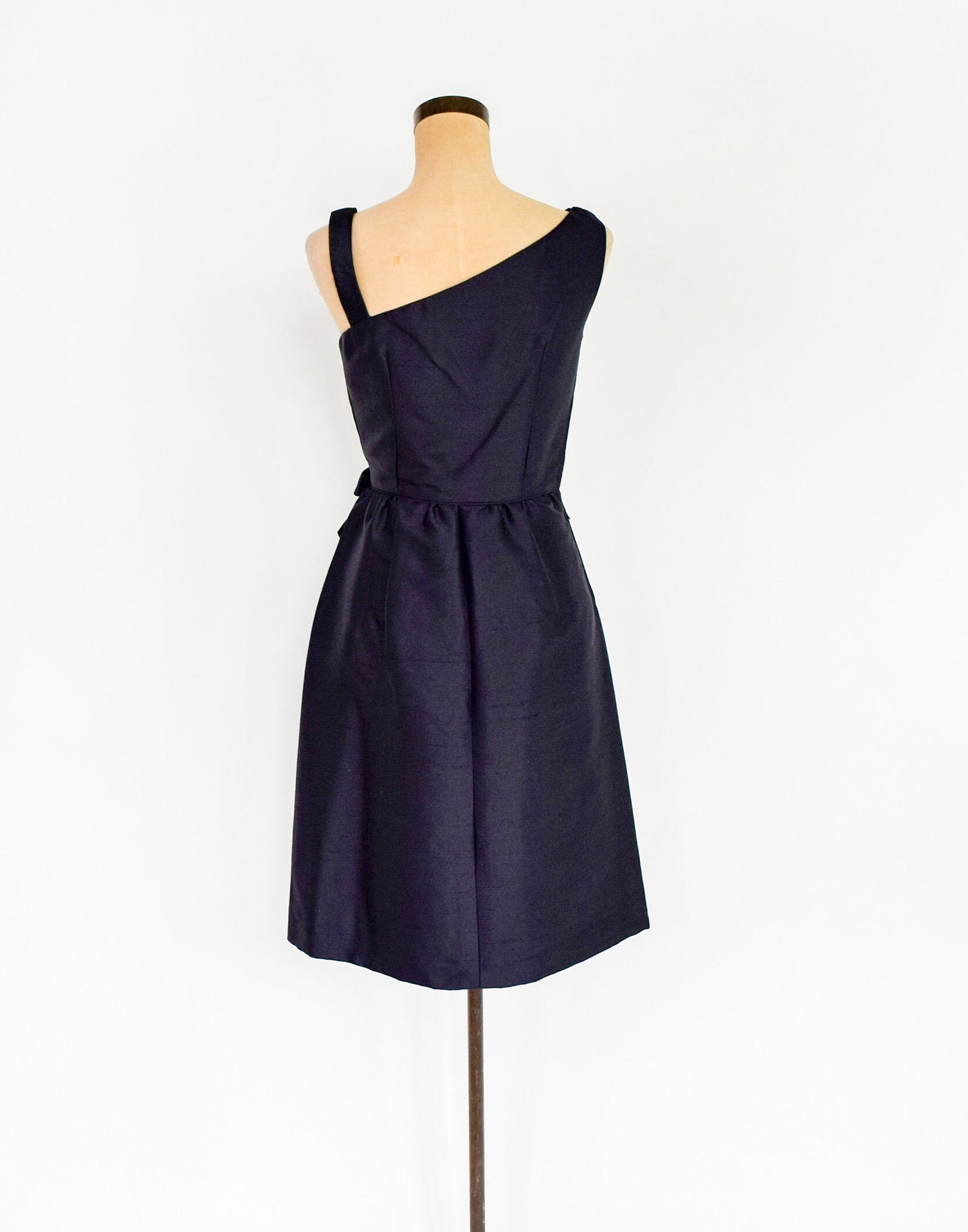 1950s Black Silk Shantung Cocktail Dress, Small