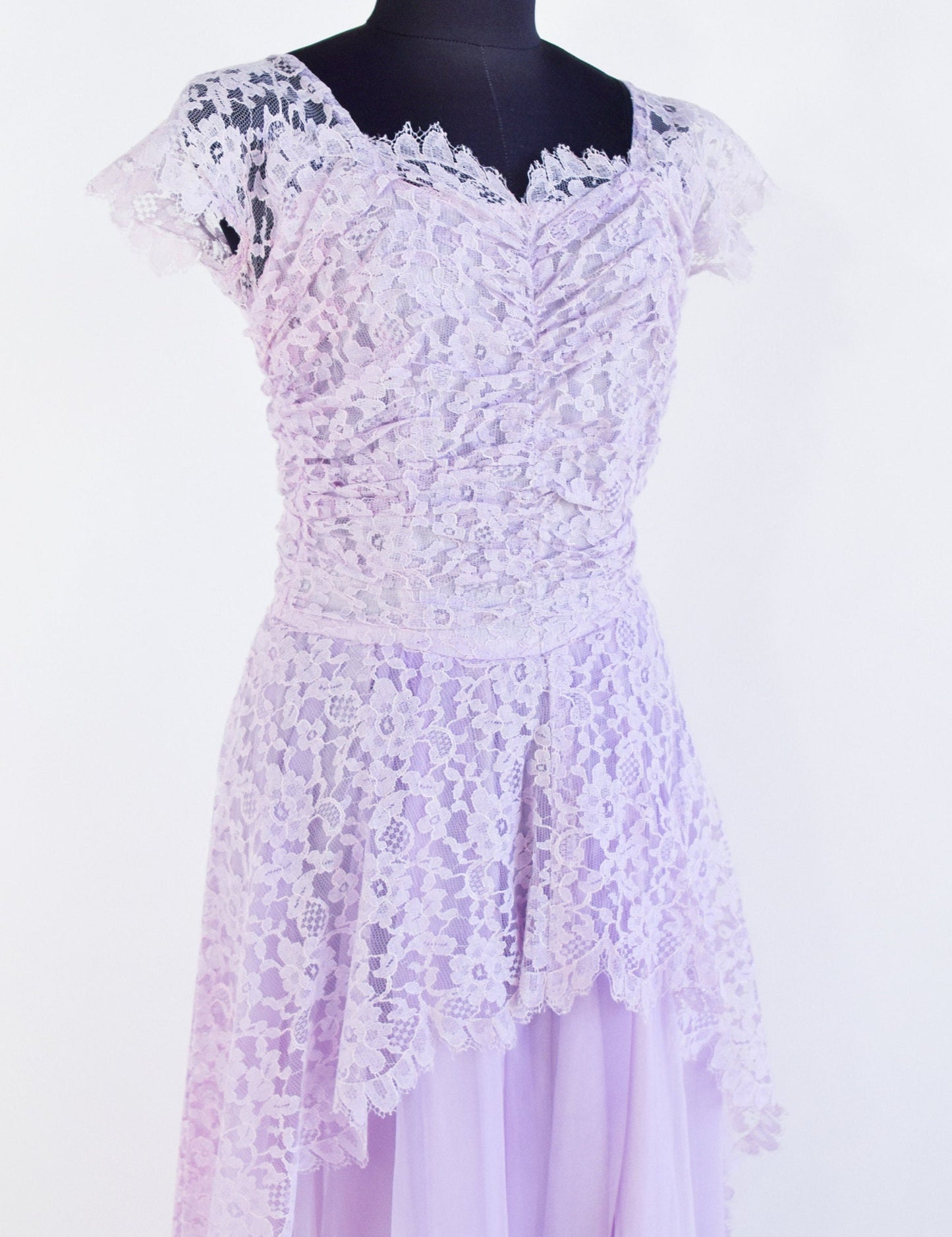1950s Lavender Purple Lace Prom Dress, Extra Small