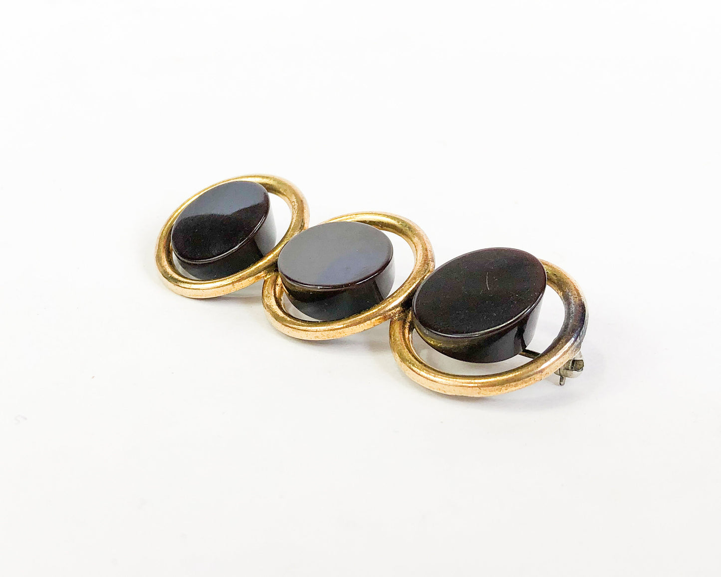 1940s Bakelite Bar Brooch | Brown Bakelite Pin