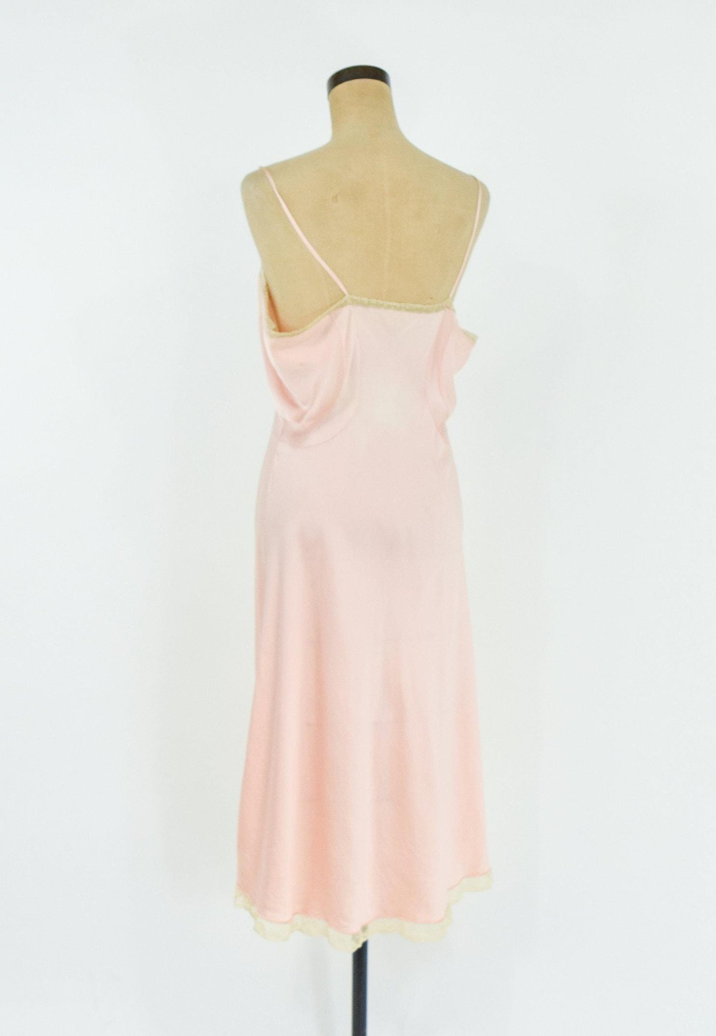 1940s Pink Silk & Lave Slip, Large