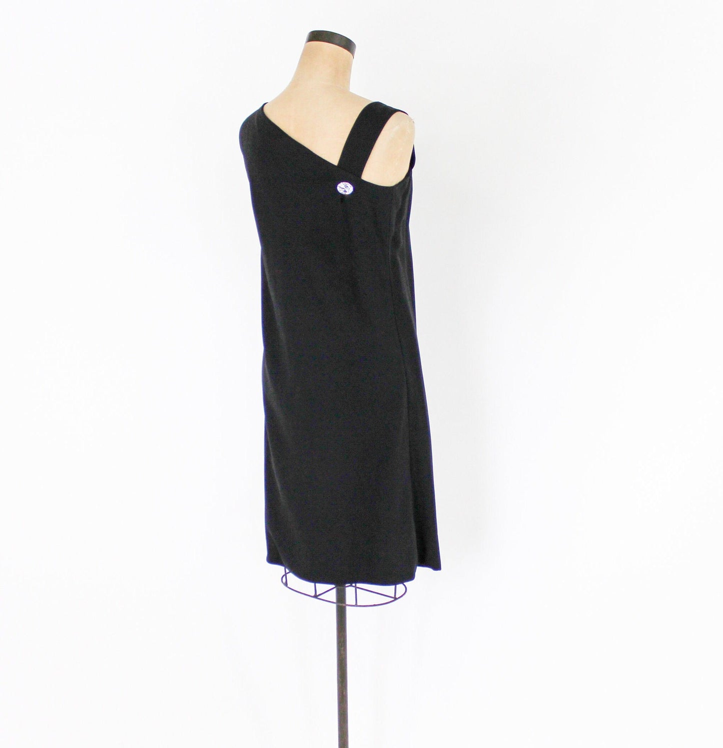 1960s Black Silk Cocktail Dress | 60s Black Sleeveless Dress | Jackie O | Larry Aldrich | Medium