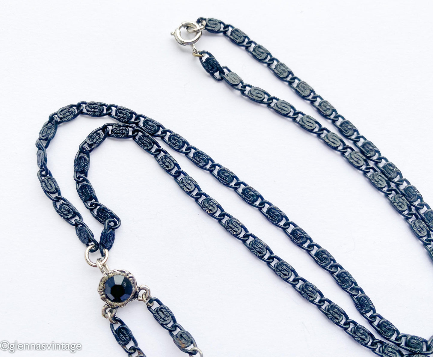 1950s Black Evening Necklace | 50s Black Pendant Necklace | Black Bolo Necklace