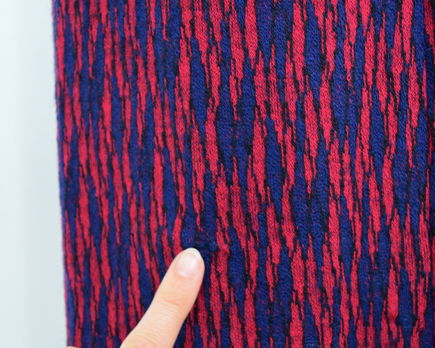 1960s Red Navy Pattern Wool Knit Dress, 38" Waist