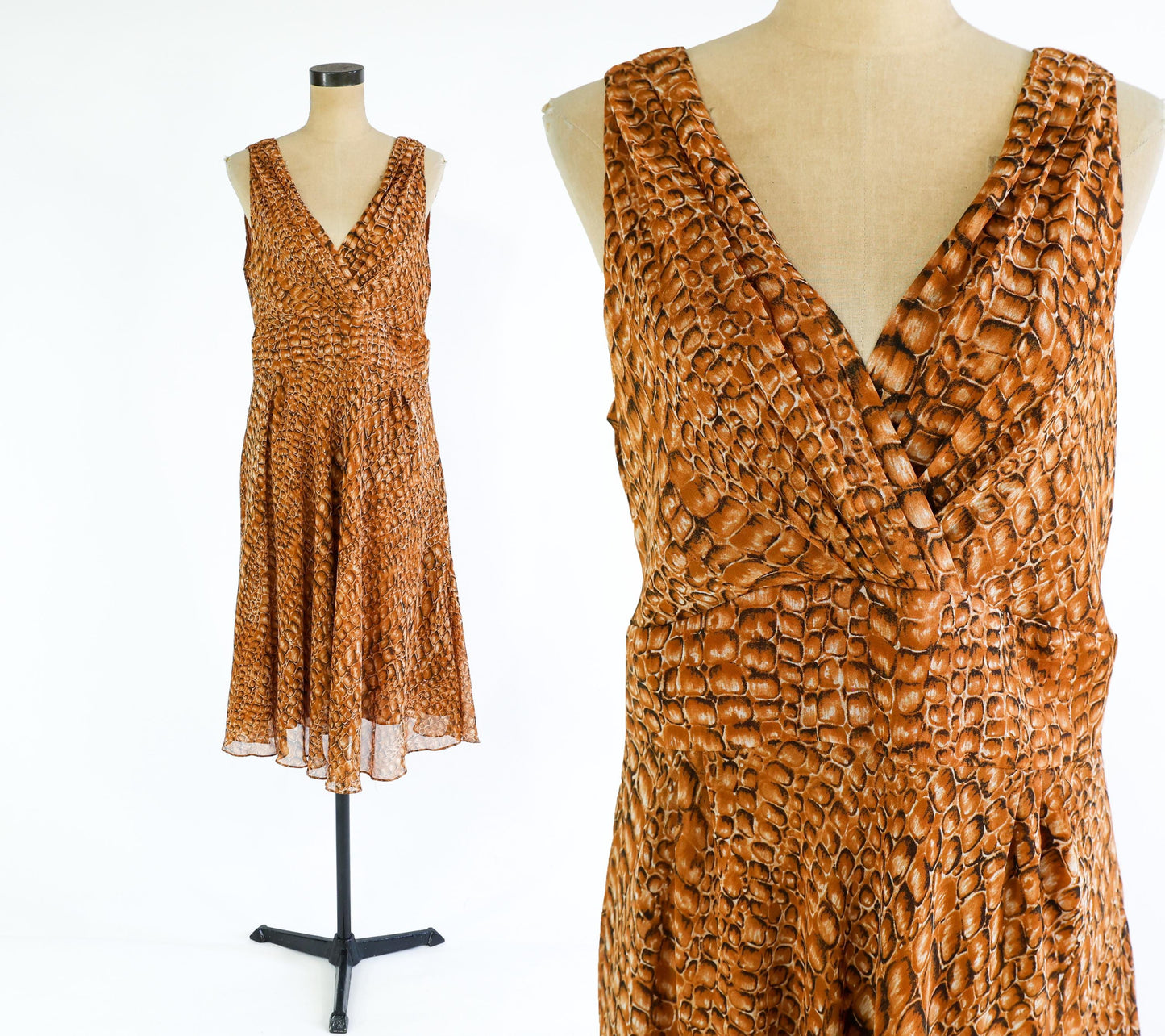 1990s Brown Reptile Print Dress | Jones New York , Large