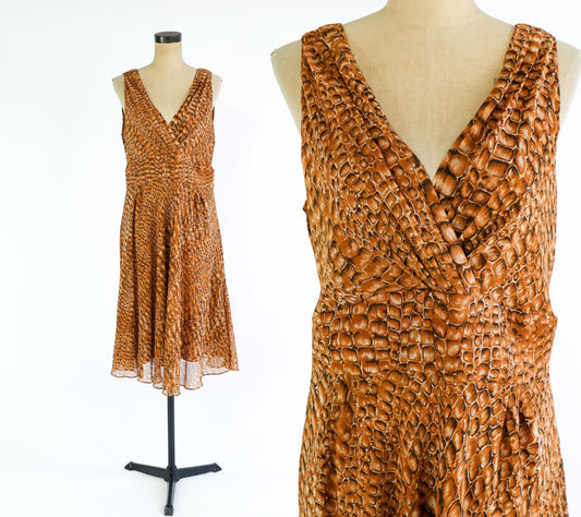 1990s Brown Reptile Print Dress | Jones New York , Large