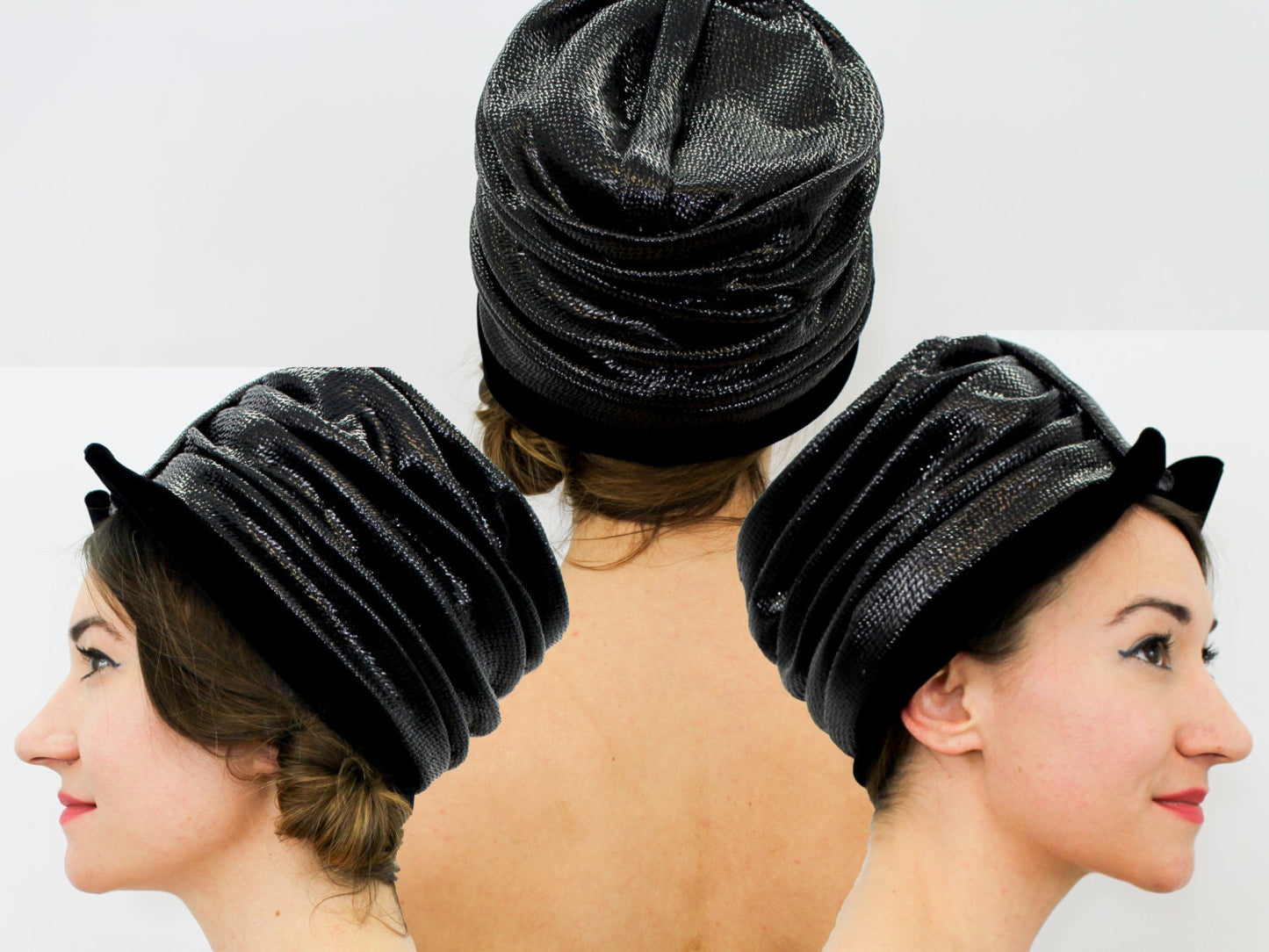 1960s Black Raffia High Crown Hat, Jackie O Style
