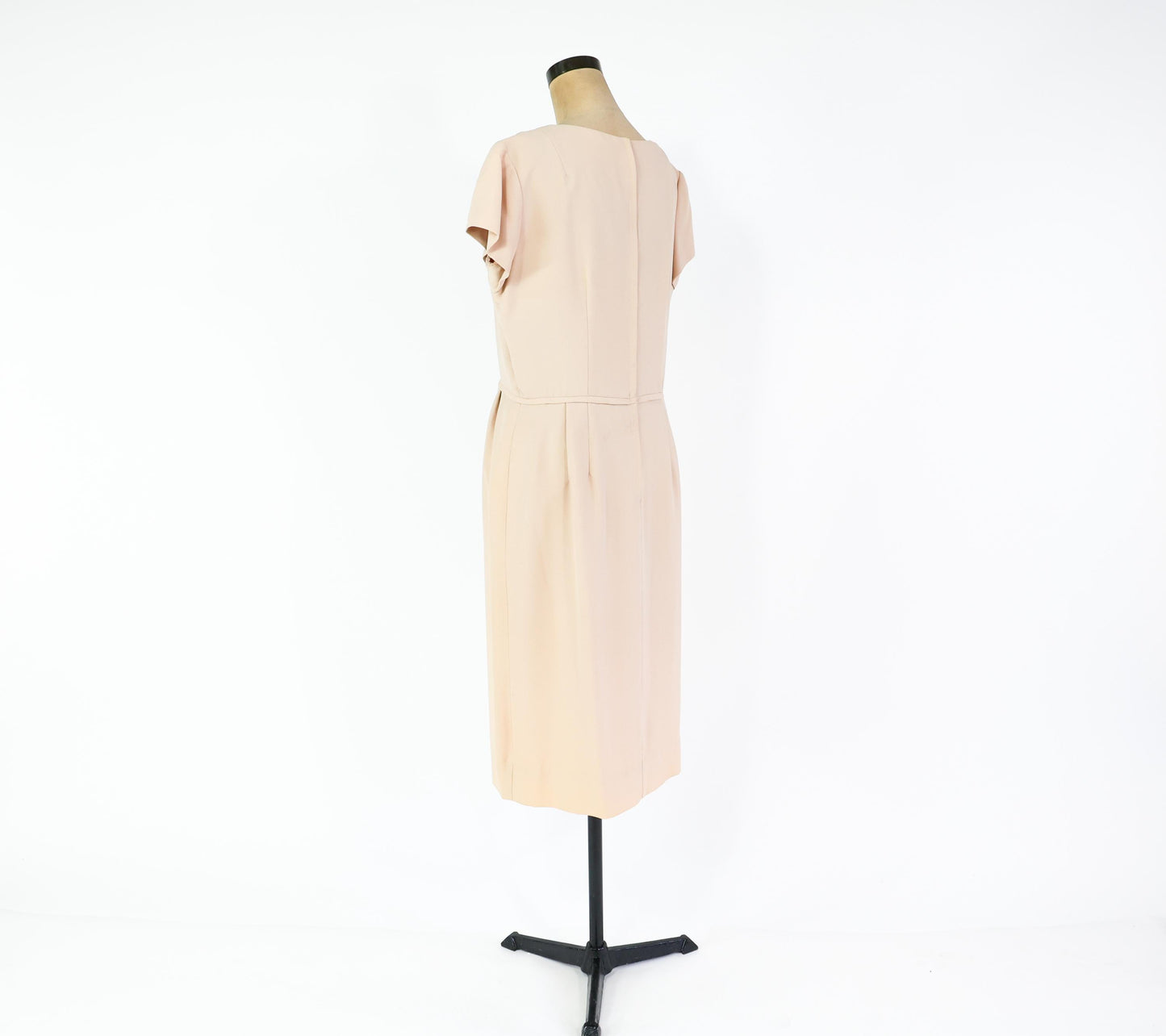 1950s Vintage Beige Sheath Dress, 32" Waist